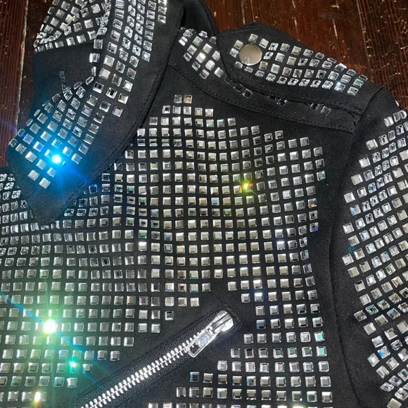 Azalea Wang Juniper Black Crystallized Moto Jacket - Picture 6 of 10